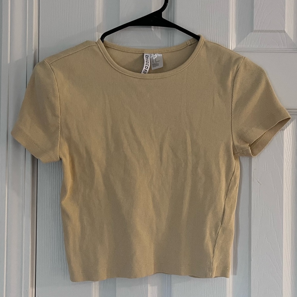 H&M Light Beige Ribbed Crop Top